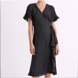 Madewell Black Satin Wrap Dress
